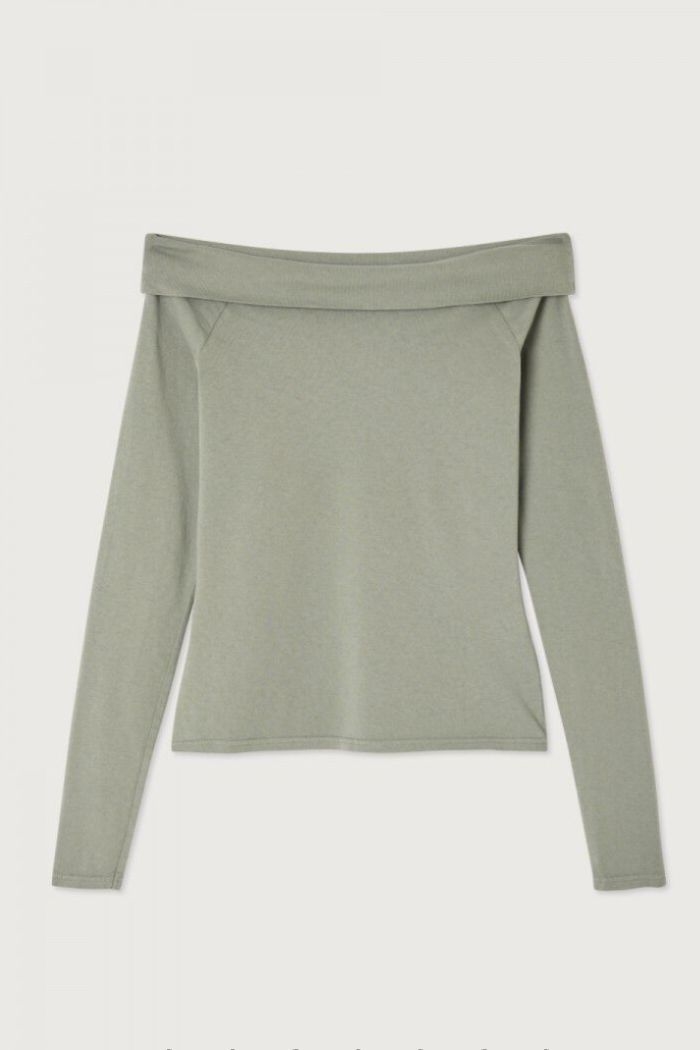 Ouky offshoulder t-shirt, Vintage grey green, Collected